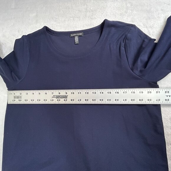 Eileen Fisher Womens Navy Washable Stretch Crepe Side Zip Shift Dress Large NWOT - Picture 6 of 8